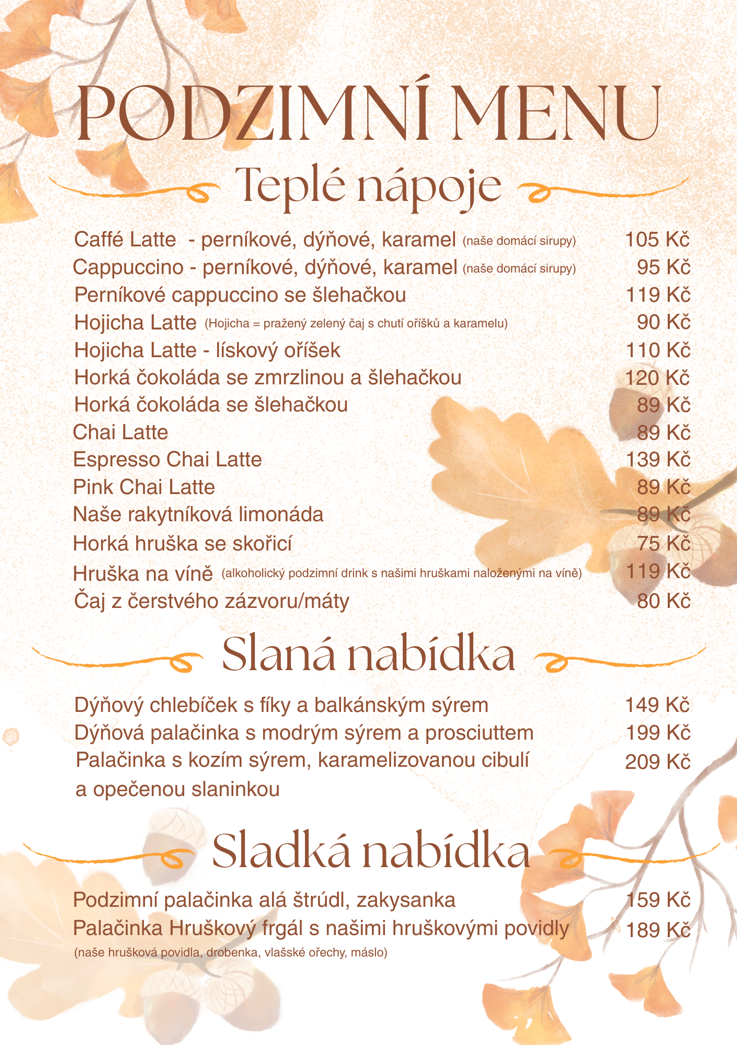 Naše menu v Králově Vile ve Zlíně